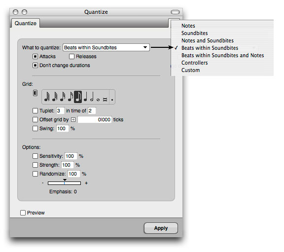 Digital Performer - quantizing audio